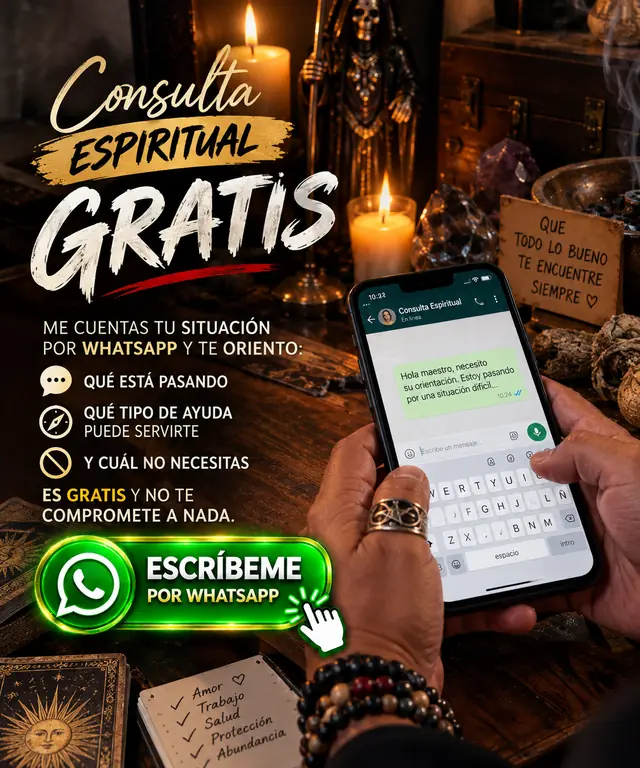 Consulta espiritual por WhatsApp para trabajos de amarres de amor y endulzamiento con el maestro